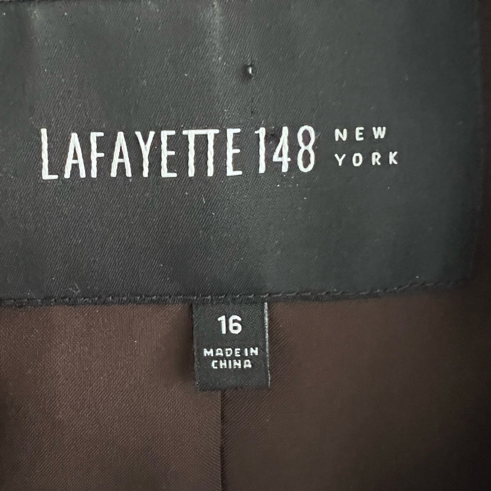 NWOT Lafayette 148 New York Wool Brown Animal Print Women's Blazer Size 16 - Picture 3 of 8